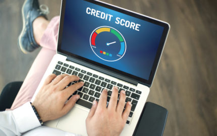 Person checking their credit score online